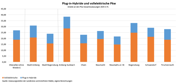 2025 E-neuzulassungen Landkreise - Anteile